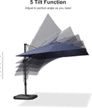 PURPLE LEAF 9.8' X 9.8' Tilting Patio Umbrella with Base Outdoor Cantilever Swivel Square Umbrella with Tilt Aluminum Offset Umbrella with 360-degree Rotation for Garden Deck Pool Patio Navy by GreenHaven Gardens