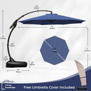 Grand patio 12FT Outdoor Offset Umbrella with Base & Cover Patio Aluminum Round Cantilever Umbrella for Garden Deck Poolside (Navy Blue, 12 FT) by GreenHaven Gardens