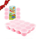 Samuelworld Baby Breast Milk and Food Storage Container, 12 Portions x 2.5oz, Stackable Food Grade Silicone Tray with Clip-On Hard Lid for Homemade Purees, Vegetables & Fruits - Pink by TinyTreasures Baby Boutique