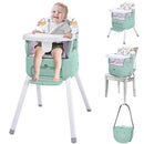 4 in 1 Portable Baby High Chair,Convertible Highchair for Babies and Toddlers-Foldable Infant Booster Seat,Carry Small Box,Dining Chair,Toddler High Chair with 5-Point Harness,Removable Tray-Green by TinyTreasures Baby Boutique