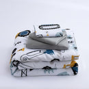 NTBED 4 Pieces Construction Toddler Bedding Set for Baby Boys,Tree Truck Vehicles Excavator Cars Printed, Includes Comforter, Flat Sheet, Fitted Sheet and Pillowcase,Light Grey by TinyTreasures Baby Boutique