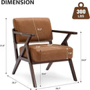 Mid-Century Modern Lounge Armchair - Genuine Brown Leather with Solid Wood X-Base Frame, Seat Cushion - for Living Room, Study, Balcony Retro Design, Brown Leather by CozyNest Decor