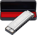 Randon Silver Harmonica Key of C, 10 Holes Diatonic Harmonicas for Adults/Kids/Beginners, Blues Harmonica as Gift, with Case, Clean Cloth and Manual by TinyTreasures Baby Boutique