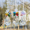 H&D HYALINE & DORA Glass Crystal Rainbow Angel Ornament Chakra Hanging Suncatcher Window Sun Catcher with Baroque Maple Leaf Pendant for Gift, Pack of 3 by GreenHaven Gardens