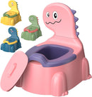 Potty Training Toilet Toddler Potty Chair Kids Boys Girls Dinosaur Animal Comfortable Potties Training Seat for Childrens Ages 1-3 Portable Baby Toilets with Lid Back Easy to Clean Potty Trainer, Pink by TinyTreasures Baby Boutique