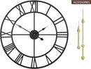 LEIKE 16" Large Wall Clocks Battery Operated, Round Modern Silent Non-Ticking Black Metal Wall Clock for Living Room Decor, Bedroom Kitchen (40cm Diameter, Black Roman Number) by CozyNest Decor