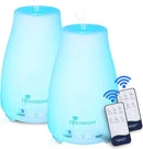 Diffuserlove Diffuser 2 Pack Essential Oil Diffuser 200ML Remote Control Ultrasonic Aromatherapy Diffuser Mist Humidifiers for Bedroom Office Yoga by CozyNest Decor