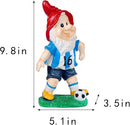 Outdoor Gnome Sculpture Soccer Garden Gnome Statue, 9.8 x 5.1 x 3.5 inches, Red Hat with Blue Jersey The for Football Enthusiasts by CozyNest Decor