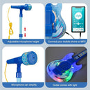TAKIHON Guitar and Microphone Set for Kids,Guitar Toys with Music&Colorful Light,Adjustable Height Microphone with Stand,Karaoke Toys Gift for Boy,Girls,Toddlers(Blue)-Upgraded by TinyTreasures Baby Boutique