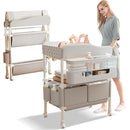 Baby Changing Table, Versatile Folding Changing Table with 2 Drawers, Portable Baby Diaper Changing Station with Toy Holder, Adjustable Height Mobile Nursery Diaper for Infant and Newborn by TinyTreasures Baby Boutique