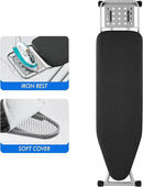 Ironing Board, Heat Resistant Cover Iron Board with Steam Rest, Non-Slip Foldable Ironing Stand. Heavy Sturdy Metal Frame Legs Iron Stand(13 * 34 * 53 Inches) (Silver Black) by CozyNest Decor