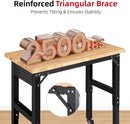 Work Bench with Wheels 48 x 20 Inch Heavy Duty Rubberwood Tabletop Garage Workbench Adjustable Height Work Table with Pegboard, Power Outlets for Woodworking Shop, Home, Office by GreenHaven Gardens