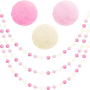 Jishi 3-Pack Pom Pom Garland Pink Felt Ball Ornament Garland Christmas Decorations, Cute Pompom Strings for Christmas Tree Decor, Xmas Holiday Party, Birthday Banner - 6.6 Feet Long, 24 Balls 25mm by CozyNest Decor