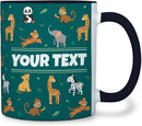 Personalized Mug for Kids - Zoo Animals - Custom Name/Text, Ceramic Hot Chocolate/Cocoa/Coffee Cup for Boys/Girls, Birthday/Christmas/Holiday Gift - 11 oz, Black Handle by TinyTreasures Baby Boutique