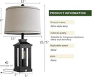 23.75" Retro Farmhouse Black Table Lamp for Living Room Bedroom Nightstand Set of 2 Touch Control Bedside Nightlight Vintage Modern Lamp with USB C+A Ports and 2 Light Sources by CozyNest Decor