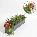 Oblong Faux Succulent Arrangement, Premium Artificial Indoor Plant Enhances Interior Design, Display on any Surface in Your Home Adding an Inviting Touch of Nature, Grey Planter Pot Included by CozyNest Decor