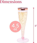 Prestee Set of 24 Plastic Champagne Flutes Disposable - Silver Glitter Pink Champagne Glasses with Rose Gold Rim, Elegant Toasting Cups for Weddings, Cocktail Parties, New Year's Celebrations by CozyNest Decor