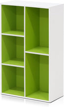 Furinno Luder Bookcase / Book / Storage , 5-Cube, White/Green by TinyTreasures Baby Boutique