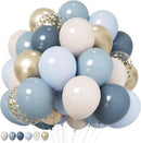 Dusty Blue Balloons 12 Inch Pastel Fog Blue Slate White Sand Metallic Gold Confetti Party Balloons Light Baby Blue White Gold Latex Balloon for Boy Baby Shower Birthday Wedding Party Decoration by CozyNest Decor