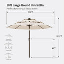 Kingdura 9ft 3-Tier Patio Umbrella, Outdoor Table Umbrella with Easy Crank & Tilt, 8 Reinforced Ribs, UV Protection for Deck, Pool, Market, Backyard (Beige) by GreenHaven Gardens