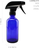 Cornucopia Brands 8-Ounce Cobalt Blue Glass Boston Round Spray Bottles (2 Pack) 3-Setting Heavy Duty Sprayers, Empty Refillable Bottle by GreenHaven Gardens