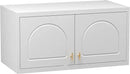 Wall Cabinet with Doors, Small Hanging Cabinet for Kitchen Pantry, Metal Overhead Cabinets for Dining, Living Room, Bathroom, 16" D x 32" W x 15" H, White, Assembly Required by CozyNest Decor