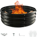Round Galvanized Steel Fire Ring/Fir Pit for Outdoor/Durable Round Galvanized Steel Raised Garden Bed for Planting-2.67×2.67×1FT,0.8MM Thick (32 ins Diameter x 12 ins high, Black) by GreenHaven Gardens