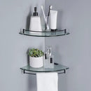 KES Bathroom Glass Corner Shelf Tempered Glass Shelf with Rail Wall Mount Corner Shelf SUS 304 Stainless Steel Matte Black 2 Pack, BGS2101A-BK-P2 by CozyNest Decor
