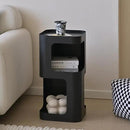 Modern Side Table,Small end Table for Small Spaces,Metal nightstand with Storage Shelf,Space-Saving Bedside Table Accent Table Drink Tables for Living Room,Bedroom.No Assembly Required by CozyNest Decor