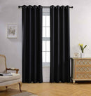 MIUCO Room Darkening Texture Linen Look Blackout Grommet Curtains for Office Set of 2 52x84 Inch Long Black by TinyTreasures Baby Boutique