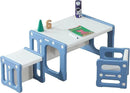 3 in 1 Montessori Weaning Table and 2 Chairs Set, Kids Activity Table Set, 2 Height Levels, Toddlers Activity Table for Drawing, Dining, Reading and Playing, Blue by CozyNest Decor