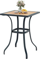AECOJOY Outdoor Height Bar Table, 36'' Metal Frame Bar Table Bistro Square Table with Wooden Top, High Top Outdoor Pub for Patio Garden Lawn Poolside, Brown by GreenHaven Gardens