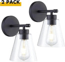 Hamilyeah Black Bathroom Sconces Wall Lighting, Farmhouse Wall Sconces Set of 2, Industrial Black Sconces with Clear Glass Shade for Living Room, Kitchen, Hallway by CozyNest Decor