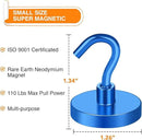 MIKEDE Strong Magnetic Hooks, 110Lbs Heavy Duty Magnetic Hooks for Cruise, Neodymium Earth Magnets with Hooks for Hanging, Super Metal Industrial Magnets for Grill, Storage (Blue,10 Pack) by CozyNest Decor