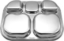 Korean Stainless Steel Divided Plates by KS&E, Little Kids Toddlers Babies small Tray, BPA Free, Diet Food Control, Compact Serving Platter, Snack, 5 Compartment Plate Silver, Set of 2 by TinyTreasures Baby Boutique