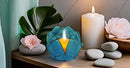 Blooming Lotus Capiz Shell Tealight Candle Holder, Handcrafted Decorative Tea Light Candleholder with Translucent Flower Petals for Ambient Illumination and Natural Elegance, Aquamarine by CozyNest Decor