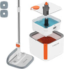 Mop and Bucket Set, Spin Mop with Self Seperates Dirty Water System, Square Mops for Floor Cleaning, 360 Rotating Foldable Standing Mop Head, Versatile Mops for Walls (Mop Bucket with 2 Pads) by CozyNest Decor