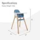 UPPAbaby Ciro High Chair/Sleek, Easy-to-Clean Design/Perfect-Fit Tray to Bring Baby to Table/Patent-Pending Harness/Dual-Position, 180-Degree Rotating Footrest/Caleb (Steel Blue/Rubberwood) by TinyTreasures Baby Boutique