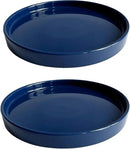 2 Pack Ceramic Plant Saucer Pot Tray 7 Inch, Planter Saucers 4 5 6 7 8 9 10 11 12 13 Inch for Indoors Outdoor, Durable Sturdy Flower Drainage drip Water Tray for Glazed Pots Base (7 Inch-Blue) by GreenHaven Gardens