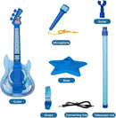 TAKIHON Guitar and Microphone Set for Kids,Guitar Toys with Music&Colorful Light,Adjustable Height Microphone with Stand,Karaoke Toys Gift for Boy,Girls,Toddlers(Blue)-Upgraded by TinyTreasures Baby Boutique