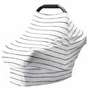 Car Seat Cover Baby – Multi-use Nursing Cover-Up for Breastfeeding, Carseat Canopy Cover, Stretchy Infant Stroller Covers for Boys and Girls (White with Black Stripes) by TinyTreasures Baby Boutique