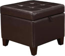 Adeco 15.2" Modern Brown Faux Leather Storage Ottoman with Tufted Flip Top for Living Room, Tufted Accents Rectangular Bench for Foot Rest by CozyNest Decor