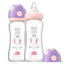 YOHKOH Natural Glass Baby Bottle with Natural Response Nipple, Newborn Anti-Colic Baby Bottles, Wide Neck Mushroom Cap Baby Bottle, Clear ((8.8oz (Pack of 2), Purple) by TinyTreasures Baby Boutique