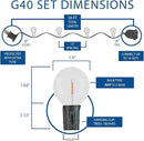 Novelty Lights 50 Feet G40 LED Patio String Lights with 50 Bulbs, Warm White, Weather Resistant and Shatterproof Replaceable Plastic Globe Bulbs, White Wire by GreenHaven Gardens