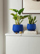 LE TAUCI Plant Pots, 4.1+5.1+6.5 inch, Set of 3, Ceramic Planters with Drainage Hole and Saucer, Indoor Flower Pot with Hole Mesh Pad, Gifts for Mom, Sapphire Blue by GreenHaven Gardens