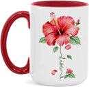 Personalized Hibiscus Blossom Design Mug, Custom Name Vibrant Flower Coffee Cup, Customized Mug For Floral Enthusiasts, Novelty Hibiscus Flower Ceramic Cup 11oz 15oz, Gift For Women by CozyNest Decor