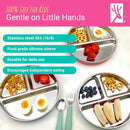 Stainless Steel Divided Plates + Silicone Sleeve and Storage Lid | Baby, Toddler, Kids | Dinner & Snack Plates | 2 Pack by TinyTreasures Baby Boutique