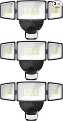 Onforu 3 Pack 65W LED Motion Sensor Outdoor Lights, Security Light Motion Outdoor Flood Light Fixture Detection Detector, 3 Adjustable Heads 6500LM 6500K IP65 Waterproof Exterior Garage Yard (Black) by GreenHaven Gardens