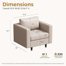 Faux Leather Oversized Accent Chair with Storage Deep Seat Single Sofa Large Reading Armchair for Living Room Bedroom Office Whitesand Set of 2 by CozyNest Decor