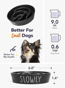 Ceramic Slow Feeder Dog Bowls Small Breed, 0.6 Cups Dog Food Dish for Fast Eaters, Puzzle Bowl for Small Dogs and Cats,Black by CozyNest Decor